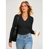image:imageANRABESS Womens Long Sleeve V Neck Ribbed Shirts  Slim Fitted Tops Soft Comfy Breathable Business Casual Outfits Daily Wear Going Out WorkFall Spring Transition ClothingBlack