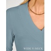 image:imageANRABESS Womens Long Sleeve V Neck Ribbed Shirts  Slim Fitted Tops Soft Comfy Breathable Business Casual Outfits Daily Wear Going Out WorkFall Spring Transition ClothingGrey Blue
