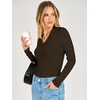 image:imageANRABESS Womens Long Sleeve V Neck Ribbed Shirts  Slim Fitted Tops Soft Comfy Breathable Business Casual Outfits Daily Wear Going Out WorkFall Spring Transition ClothingCoffee