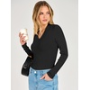 image:imageANRABESS Womens Long Sleeve V Neck Ribbed Shirts  Slim Fitted Tops Soft Comfy Breathable Business Casual Outfits Daily Wear Going Out WorkFall Spring Transition ClothingBlack