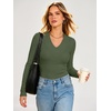 image:imageANRABESS Womens Long Sleeve V Neck Ribbed Shirts  Slim Fitted Tops Soft Comfy Breathable Business Casual Outfits Daily Wear Going Out WorkFall Spring Transition ClothingArmy Green