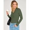 image:imageANRABESS Womens Long Sleeve V Neck Ribbed Shirts  Slim Fitted Tops Soft Comfy Breathable Business Casual Outfits Daily Wear Going Out WorkFall Spring Transition ClothingArmy Green