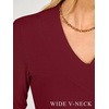 image:imageANRABESS Womens Long Sleeve V Neck Ribbed Shirts  Slim Fitted Tops Soft Comfy Breathable Business Casual Outfits Daily Wear Going Out WorkFall Spring Transition ClothingWine Red