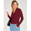 image:imageANRABESS Womens Long Sleeve V Neck Ribbed Shirts  Slim Fitted Tops Soft Comfy Breathable Business Casual Outfits Daily Wear Going Out WorkFall Spring Transition ClothingWine Red