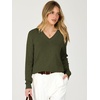 image:imageANRABESS Womens Long Sleeve Wool Blend Sweater Tops  V Neck LightweightCozy Soft PulloverElegant Business Casual WearWork Office Basic OutfitsEarly Fall Winter Layer ClothesArmy Green