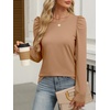 image:imageANRABESS Womens Puff Long Sleeve Shirts  Basic Crewneck Tops Comfy Soft Layering Tees Business Casual Work Office Outfits Fall Winter Transition ClothesDeep Khaki