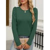 image:imageANRABESS Womens Puff Long Sleeve Shirts  Basic Crewneck Tops Comfy Soft Layering Tees Business Casual Work Office Outfits Fall Winter Transition ClothesDark Green