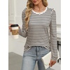 image:imageANRABESS Womens Puff Long Sleeve Shirts  Basic Crewneck Tops Comfy Soft Layering Tees Business Casual Work Office Outfits Fall Winter Transition ClothesStripe Almond