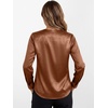 image:imageANRABESS Womens Satin V Neck Long Sleeve Blouse Shirts  Silky Soft TopPleated Ruched ShouldersBusiness Casual Work Office OutfitsDressy ElegantFall Spring Transition ClothesLight Brown