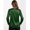 image:imageANRABESS Womens Satin V Neck Long Sleeve Blouse Shirts  Silky Soft TopPleated Ruched ShouldersBusiness Casual Work Office OutfitsDressy ElegantFall Spring Transition ClothesGreen