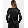 image:imageANRABESS Womens Satin V Neck Long Sleeve Blouse Shirts  Silky Soft TopPleated Ruched ShouldersBusiness Casual Work Office OutfitsDressy ElegantFall Spring Transition ClothesBlack