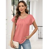 image:imageANRABESS Womens Short Sleeve Pleated T Shirts  Scoop Neck Breathable Tops Business Casual Dressy Blouses 2026 Summer Cute Fashion ClothesCoral Pink