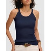 image:imageANRABESS Womens Summer Tank Tops Sleeveless Ribbed Camisole  Spaghetti Strap Cami Sweater Soft Lightweight Slim Knit Casual Beach Vacation Travel Office Clothes Spring Fall LayeringNavy Blue