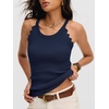 image:imageANRABESS Womens Summer Tank Tops Sleeveless Ribbed Camisole  Spaghetti Strap Cami Sweater Soft Lightweight Slim Knit Casual Beach Vacation Travel Office Clothes Spring Fall LayeringNavy Blue