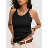image:imageANRABESS Womens Summer Tank Tops Sleeveless Ribbed Camisole  Spaghetti Strap Cami Sweater Soft Lightweight Slim Knit Casual Beach Vacation Travel Office Clothes Spring Fall LayeringBlack