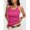 image:imageANRABESS Womens Summer Tank Tops Sleeveless Ribbed Camisole  Spaghetti Strap Cami Sweater Soft Lightweight Slim Knit Casual Beach Vacation Travel Office Clothes Spring Fall LayeringHot Pink