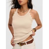image:imageANRABESS Womens Summer Tank Tops Sleeveless Ribbed Camisole  Spaghetti Strap Cami Sweater Soft Lightweight Slim Knit Casual Beach Vacation Travel Office Clothes Spring Fall LayeringApricot