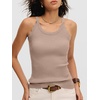 image:imageANRABESS Womens Summer Tank Tops Sleeveless Ribbed Camisole  Spaghetti Strap Cami Sweater Soft Lightweight Slim Knit Casual Beach Vacation Travel Office Clothes Spring Fall LayeringKhaki