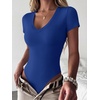 image:imageANRABESS Womens V Neck Short Sleeve Bodysuits  Slim Fit Body Suits Tops Soft Stretchy UPF 50 Fabric Spring Summer Autumn Outfits for Daily Going Out Work amp TravelRoyal Blue