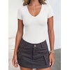 image:imageANRABESS Womens V Neck Short Sleeve Bodysuits  Slim Fit Body Suits Tops Soft Stretchy UPF 50 Fabric Spring Summer Autumn Outfits for Daily Going Out Work amp TravelWhite