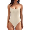 image:imageANRABESS Womens Bodysuits Square Neck Backless Spaghetti Straps Ultra Soft Double Lined Layering Top for Daily Work TravelBeige