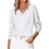 image:imageANRABESS Womens Long Sleeve V Neck Cropped Sweaters  Classic Pullover Basic Tops Soft Comfy Lightweight Business Casual Work Travel Vacation Fall Winter Layer ClothesWhite