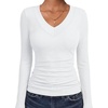 image:imageANRABESS Womens Long Sleeve V Neck Ribbed Shirts  Slim Fitted Tops Soft Comfy Breathable Business Casual Outfits Daily Wear Going Out WorkFall Spring Transition ClothingWhite