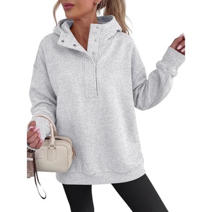 image:imageANRABESS Hoodies for Women Henley Collar Oversized Sweatshirt  Long Sleeve Soft Fleece Pullover Tops Loose Fit Snap ButtonCasual Daily for School Office Fall amp Spring ClothingLight Grey