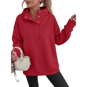 image:imageANRABESS Hoodies for Women Henley Collar Oversized Sweatshirt  Long Sleeve Soft Fleece Pullover Tops Loose Fit Snap ButtonCasual Daily for School Office Fall amp Spring ClothingRed