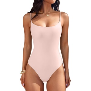 image:imageANRABESS Womens Bodysuits Square Neck Backless Spaghetti Straps Ultra Soft Double Lined Layering Top for Daily Work TravelPink