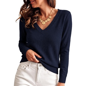 image:imageANRABESS Womens Long Sleeve Wool Blend Sweater Tops  V Neck LightweightCozy Soft PulloverElegant Business Casual WearWork Office Basic OutfitsEarly Fall Winter Layer ClothesNavy Blue