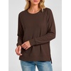 image:imageANRABESS Long Sleeve Shirts for Womens Waffle Knit Tunic Tops  Cozy Crew Neck Loose Fit Blouse with Side Slits Casual Wear amp Leggings Office amp Daily Wear Fall amp Winter ClothingBrown