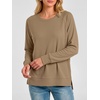 image:imageANRABESS Long Sleeve Shirts for Womens Waffle Knit Tunic Tops  Cozy Crew Neck Loose Fit Blouse with Side Slits Casual Wear amp Leggings Office amp Daily Wear Fall amp Winter ClothingKhaki