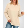 image:imageANRABESS Long Sleeve Shirts for Womens Waffle Knit Tunic Tops  Cozy Crew Neck Loose Fit Blouse with Side Slits Casual Wear amp Leggings Office amp Daily Wear Fall amp Winter ClothingBeige