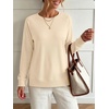image:imageANRABESS Long Sleeve Shirts for Womens Waffle Knit Tunic Tops  Cozy Crew Neck Loose Fit Blouse with Side Slits Casual Wear amp Leggings Office amp Daily Wear Fall amp Winter ClothingBeige