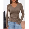 image:imageANRABESS Long Sleeve V Neck Ribbed Shirts for Women  Slim Fitted Knit Tops Comfy Lightweight Casual Work Basic Tees Fall Winter Layering ClothingBrown