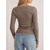 image:imageANRABESS Long Sleeve V Neck Ribbed Shirts for Women  Slim Fitted Knit Tops Comfy Lightweight Casual Work Basic Tees Fall Winter Layering ClothingBrown