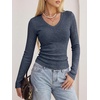 image:imageANRABESS Long Sleeve V Neck Ribbed Shirts for Women  Slim Fitted Knit Tops Comfy Lightweight Casual Work Basic Tees Fall Winter Layering ClothingDeep Blue