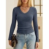 image:imageANRABESS Long Sleeve V Neck Ribbed Shirts for Women  Slim Fitted Knit Tops Comfy Lightweight Casual Work Basic Tees Fall Winter Layering ClothingDeep Blue