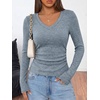 image:imageANRABESS Long Sleeve V Neck Ribbed Shirts for Women  Slim Fitted Knit Tops Comfy Lightweight Casual Work Basic Tees Fall Winter Layering ClothingLight Blue