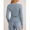 image:imageANRABESS Long Sleeve V Neck Ribbed Shirts for Women  Slim Fitted Knit Tops Comfy Lightweight Casual Work Basic Tees Fall Winter Layering ClothingLight Blue