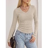 image:imageANRABESS Long Sleeve V Neck Ribbed Shirts for Women  Slim Fitted Knit Tops Comfy Lightweight Casual Work Basic Tees Fall Winter Layering ClothingLight Khaki