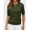 image:imageANRABESS Women Short Sleeve Crewneck Lightweight Summer Sweaters  Wool Blend Soft knit Tops Half Sleeve Shirts Work Business Casual Outfits Fall Spring PulloverArmy Green