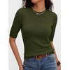 image:imageANRABESS Women Short Sleeve Crewneck Lightweight Summer Sweaters  Wool Blend Soft knit Tops Half Sleeve Shirts Work Business Casual Outfits Fall Spring PulloverArmy Green
