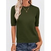 image:imageANRABESS Women Short Sleeve Crewneck Lightweight Summer Sweaters  Wool Blend Soft knit Tops Half Sleeve Shirts Work Business Casual Outfits Fall Spring PulloverArmy Green