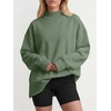 image:imageANRABESS Womens Oversized Mock Neck Sweatshirts  Pullover Long Sleeve Cute Tops Side Slit Loose Fit Comfy Soft Casual Work Daily Outfit Fall Winter Fashion ClothingGreen