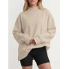 image:imageANRABESS Womens Oversized Mock Neck Sweatshirts  Pullover Long Sleeve Cute Tops Side Slit Loose Fit Comfy Soft Casual Work Daily Outfit Fall Winter Fashion ClothingParchment
