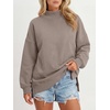 image:imageANRABESS Womens Oversized Mock Neck Sweatshirts  Pullover Long Sleeve Cute Tops Side Slit Loose Fit Comfy Soft Casual Work Daily Outfit Fall Winter Fashion ClothingMocha