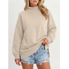 image:imageANRABESS Womens Oversized Mock Neck Sweatshirts  Pullover Long Sleeve Cute Tops Side Slit Loose Fit Comfy Soft Casual Work Daily Outfit Fall Winter Fashion ClothingParchment