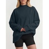 image:imageANRABESS Womens Oversized Mock Neck Sweatshirts  Pullover Long Sleeve Cute Tops Side Slit Loose Fit Comfy Soft Casual Work Daily Outfit Fall Winter Fashion ClothingNavy Blue